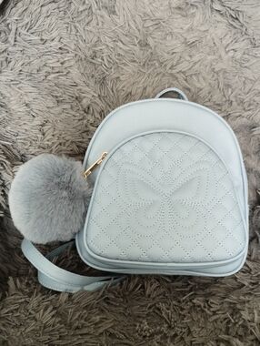 New without Tags Under One Sky Mini Backpack Purse Powder Blue Quilted Butterfly